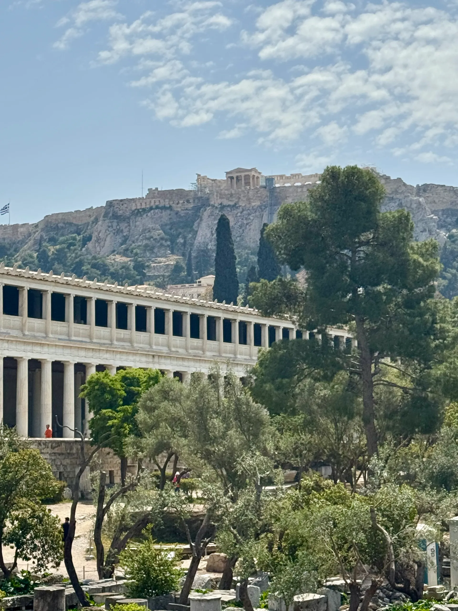 The Stoa of Attalos in the Ancient Agora with the Acropolis rising behind it