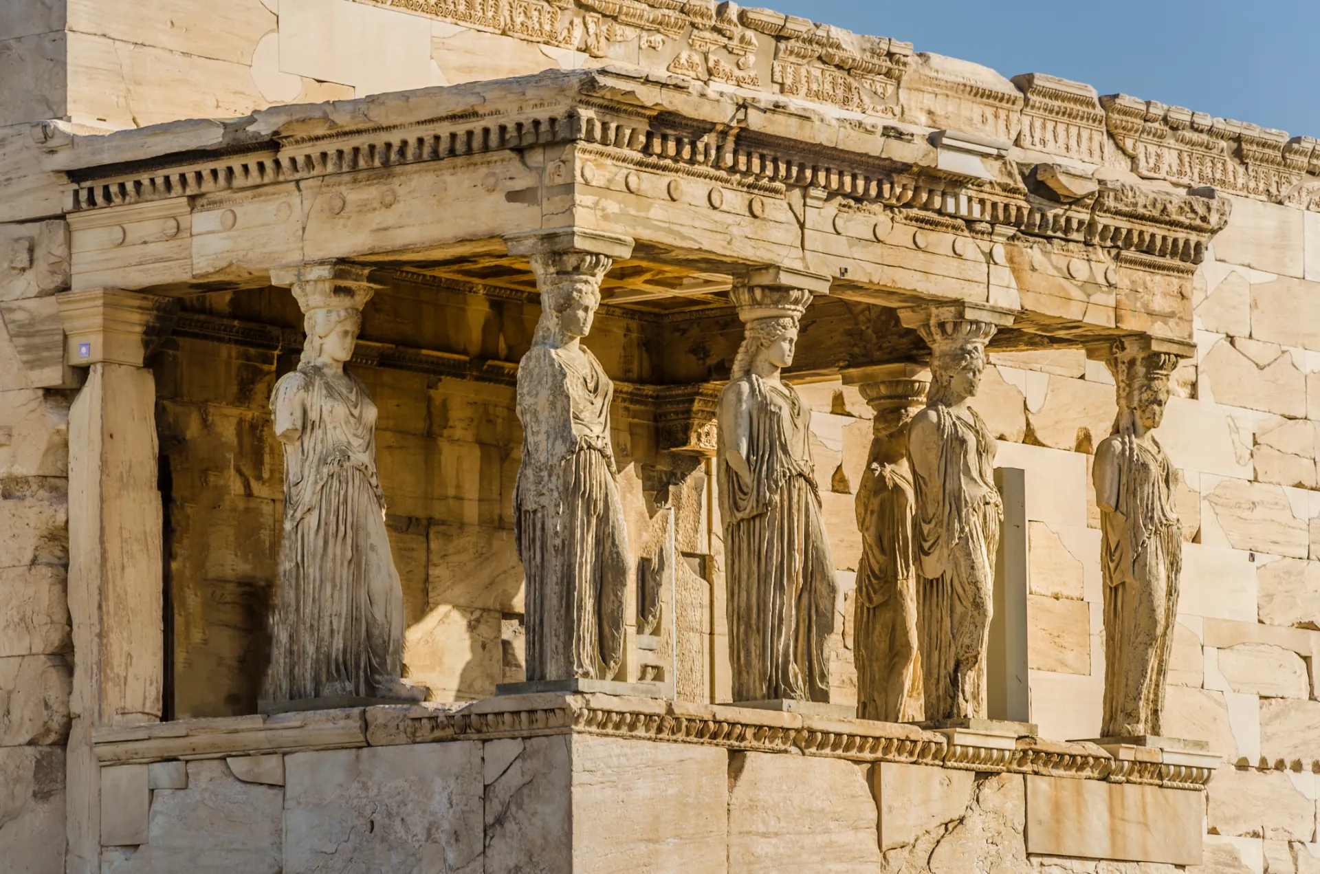 The Caryatids of the Erechtheion on the Acropolis of Athens